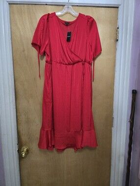 Torrid Red Wrap-Style Midi Dress - Women